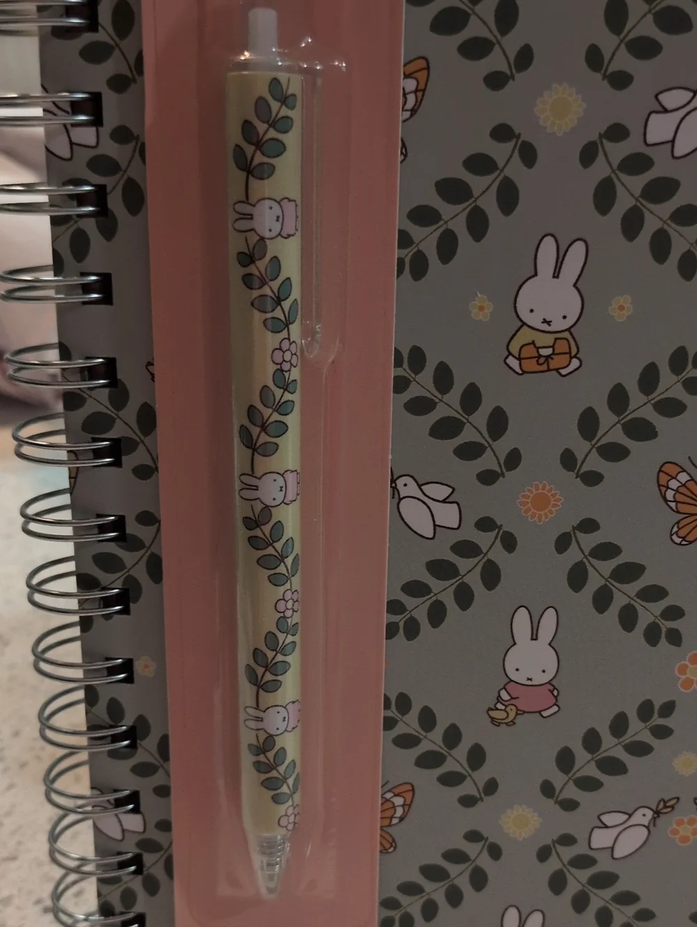MIFFY Gray Journalwith Pink and Orange Accents and Matching Pen